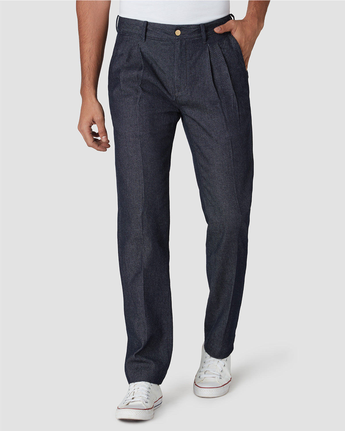 Indigo Drape // Pleated Denim Chinos