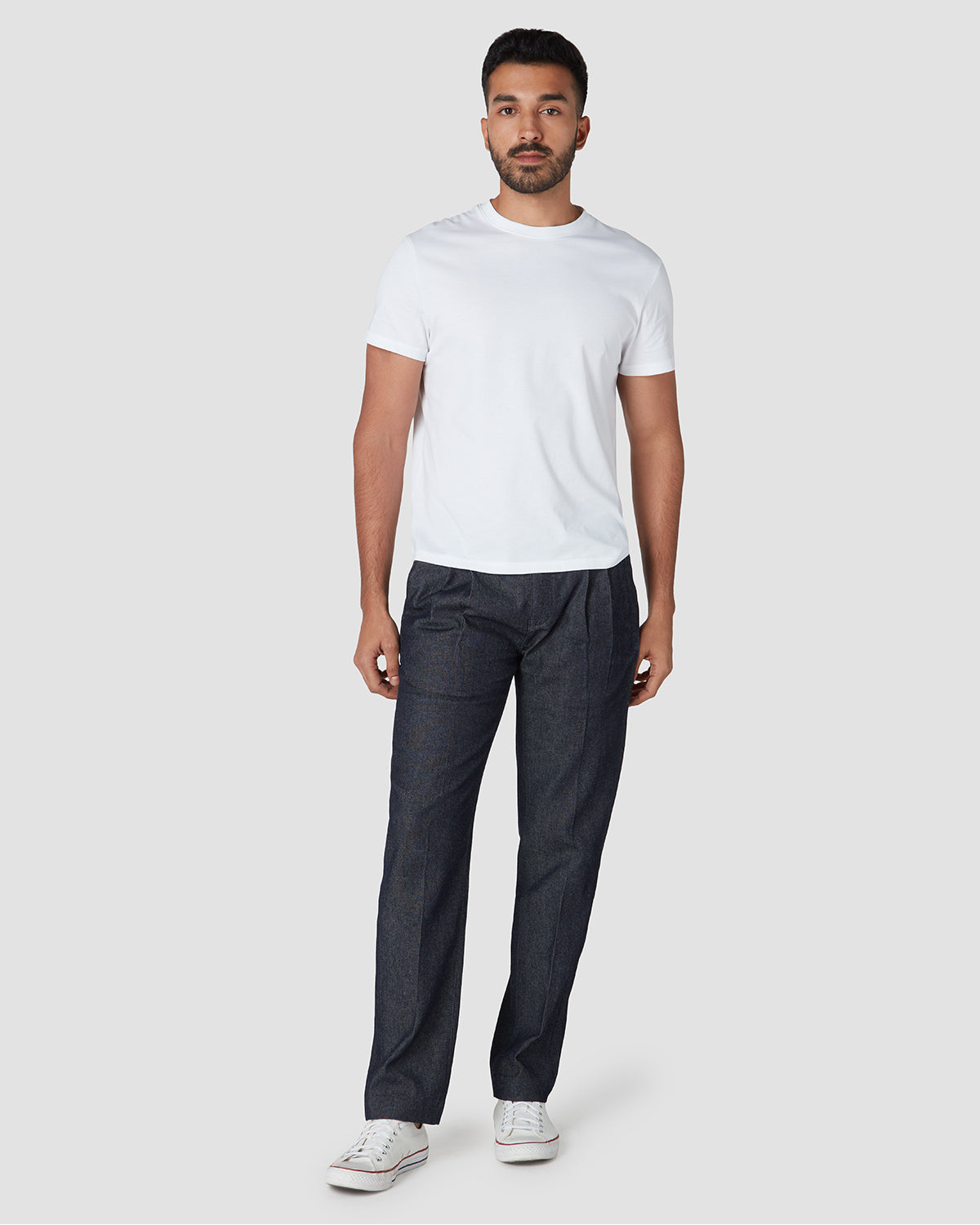 Indigo Drape // Pleated Denim Chinos
